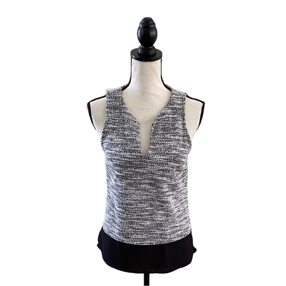 Sanctuary Tops - Tweed and Sheer Fabric Tank Top